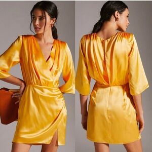 ANTHROPOLOGIE AMANDA UPRICHARD V-Neck Silk
Melinda Yellow Orange Dress XS - NWT